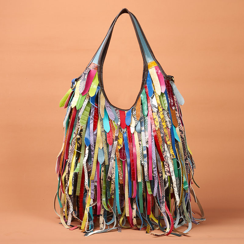 Hobo Bag Slouchy - Bunte echte Schaffell Umhängetaschen für Frauen