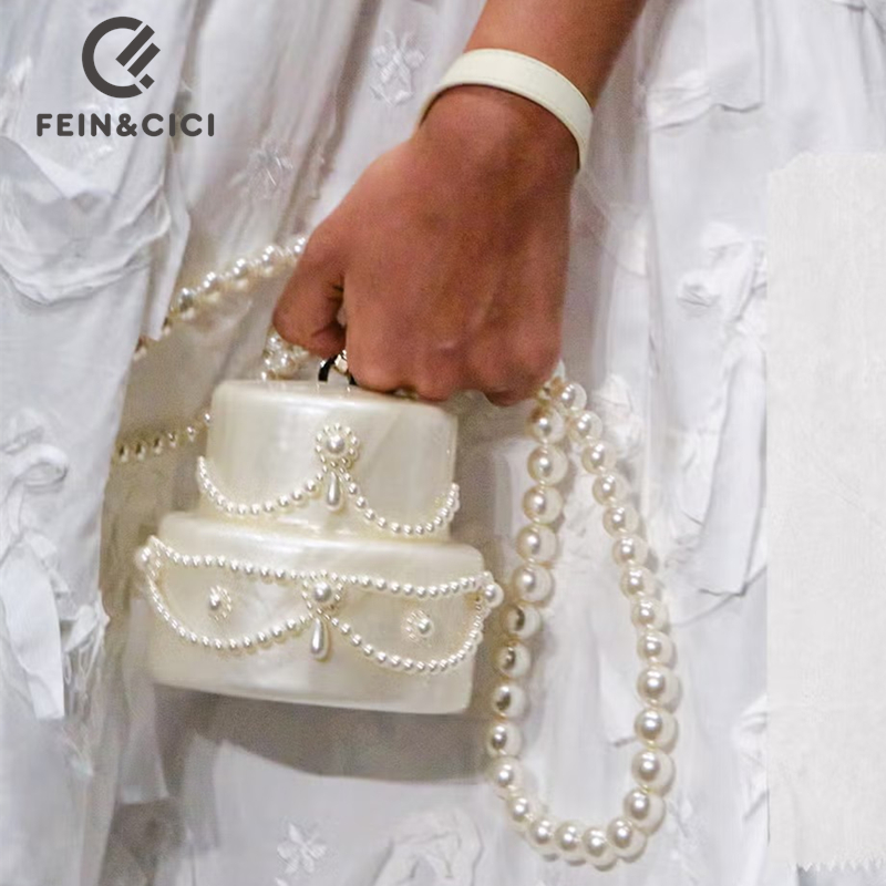 Women'S Evening Bags - Clutch in Kuchenform, Acryl, Perlenfarbe, Abend-Dinner-Party-Geldbörse,