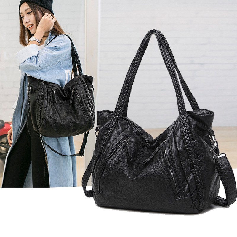 Hobo Bag Slouchy - SHELKSBAG Schwarze Umhängetaschen aus weichem Leder