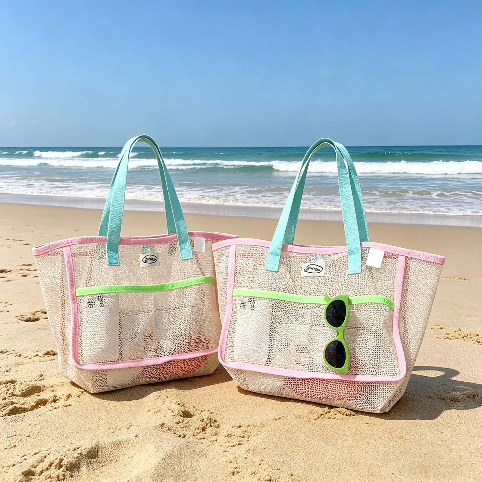 Women Bags Deals - Strandtaschen für Frauen Bunte Faltbare Netz-Sandtasche