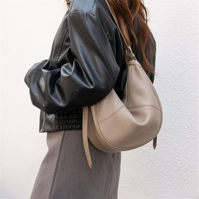 Hobo Bag Slouchy - BURMINSA Weiche Echtleder-Halbmond-Hobo-Tasche für Damen, lässige