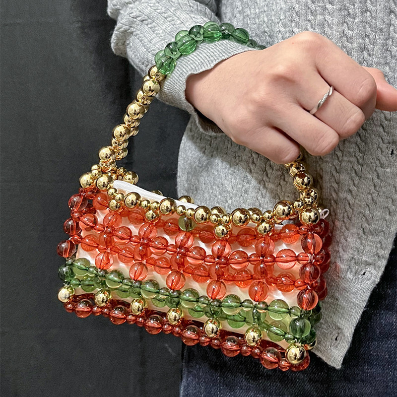 Women Bags High End Brands - Modische Retro Handgewebte Mehrfarbige Perlenbesetzte Damen-Abendtasche